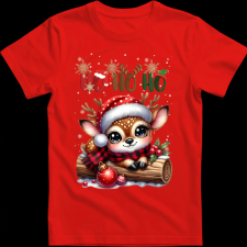 Createyou Kicsi szarvas HoHoHo - Gyermek - Piros - M gyerek póló