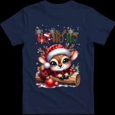 Createyou Kicsi szarvas HoHoHo - Gyermek - Sötétkék - XL gyerek póló
