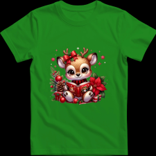 Createyou Kicsi szarvas olvas - Férfi - Zöld - XL férfi póló