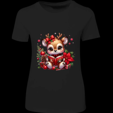 Createyou Kicsi szarvas olvas - Női - Fekete - 2XL