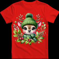 Createyou Kicsi szarvas zöldben - Gyermek - Piros - XS