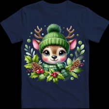 Createyou Kicsi szarvas zöldben - Gyermek - Sötétkék - M gyerek póló