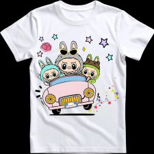 Createyou Labubu, autóval - Férfi - Fehér - 2XL férfi póló