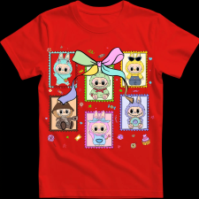 Createyou Labubu, bélyeg - Férfi - Piros - 3XL férfi póló