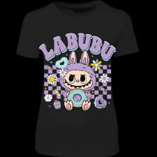 Createyou Labubu és a fánk, lila - Női - Fekete - L női póló