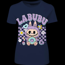 Createyou Labubu és a fánk, lila - Női - Sötétkék - L női póló