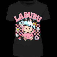 Createyou Labubu, rózsaszín - Női - Fekete - L női póló