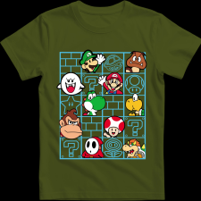 Createyou Mario figurák - Gyermek - Sötétzöld - M gyerek póló