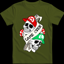 Createyou Mario Game Over - Gyermek - Sötétzöld - XS gyerek póló