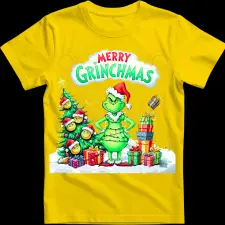 Createyou Merry Grinchmas - Férfi - Sárga - M férfi póló