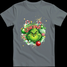 Createyou Merry Grinchmas - Gyermek - Szürke - XL gyerek póló