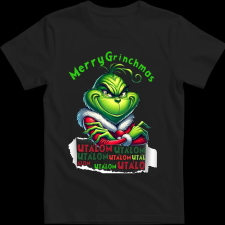 Createyou Merry Grinchmas, utálom - Gyermek - Fekete - XS gyerek póló