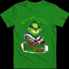 Createyou Merry Grinchmas, utálom - Gyermek - Zöld - XS gyerek póló