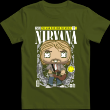 Createyou Nirvana Kurt Cobain - Férfi - Sötétzöld - M férfi póló