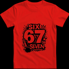 Createyou Six-Seven graffiti - Gyermek - Piros - S gyerek póló