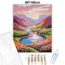 Creative Land Kft Aranyló folyókanyar - számfestő készlet – 80×100 cm (Keret nélkül) kreatív és készségfejlesztő