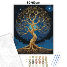 Creative Land Kft Aranyló kozmikus fa - számfestő készlet – 50×60 cm (Keretre feszítve) kreatív és készségfejlesztő