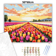 Creative Land Kft Aranyló tulipánsor - számfestő készlet – 50×60 cm (Keretre feszítve) kreatív és készségfejlesztő