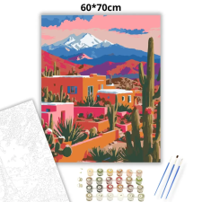 Creative Land Kft Aranyló vályogházak - számfestő készlet – 60×70 cm (Keretre feszítve) kreatív és készségfejlesztő