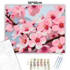 Creative Land Kft Cseresznyevirág szirmai - számfestő készlet – 50×60 cm (Keretre feszítve) kreatív és készségfejlesztő