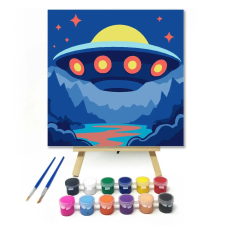 Creative Land Kft Csillogó űrhajó - gyerek számfestő készlet – 30×30 cm (Keretre feszítve) kreatív és készségfejlesztő