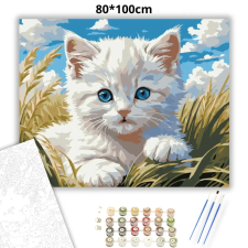 Creative Land Kft Derűs kiscica pillantása - számfestő készlet – 80×100 cm (Keretre feszítve) kreatív és készségfejlesztő
