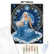 Creative Land Kft Ezüsthajú szűz - számfestő készlet – 80×100 cm (Keretre feszítve) kreatív és készségfejlesztő