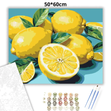 Creative Land Kft Friss citromok levelekkel - számfestő készlet – 50×60 cm (Keretre feszítve) kreatív és készségfejlesztő