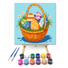 Creative Land Kft Húsvéti kosár - gyerek számfestő készlet – 40×40 cm (Keret nélkül) kreatív és készségfejlesztő