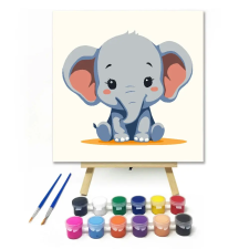 Creative Land Kft Kiselefánt mosolya - gyerek számfestő készlet – 50×50 cm (Keretre feszítve) kreatív és készségfejlesztő