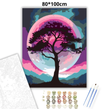 Creative Land Kft Magányos fa sziluettje - számfestő készlet – 80×100 cm (Keretre feszítve) kreatív és készségfejlesztő