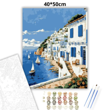 Creative Land Kft Mediterrán vitorlások - számfestő készlet – 40×50 cm (Keretre feszítve) kreatív és készségfejlesztő