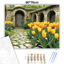 Creative Land Kft Mesés tulipános kapu - számfestő készlet – 60×70 cm (Keretre feszítve) kreatív és készségfejlesztő