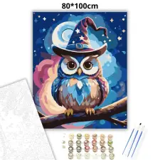 Creative Land Kft Mesés varázskalapos bagoly - számfestő készlet – 80×100 cm (Keret nélkül) kreatív és készségfejlesztő