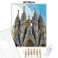 Creative Land Kft Monumentális Sagrada Família - számfestő készlet – 50×60 cm (Keretre feszítve) kreatív és készségfejlesztő