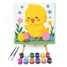 Creative Land Kft Mosolygós csibe - gyerek számfestő készlet – 30×30 cm (Keretre feszítve) kreatív és készségfejlesztő