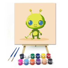 Creative Land Kft Mosolygós űrlény - gyerek számfestő készlet – 20×20 cm (Keretre feszítve) kreatív és készségfejlesztő