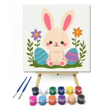 Creative Land Kft Nagyfülű nyuszi - gyerek számfestő készlet – 40×40 cm (Keretre feszítve) kreatív és készségfejlesztő