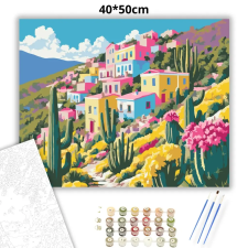 Creative Land Kft Napfényes kaktuszok - számfestő készlet – 40×50 cm (Keretre feszítve) kreatív és készségfejlesztő