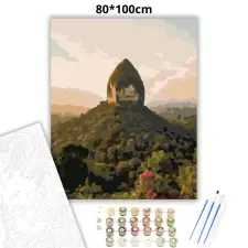 Creative Land Kft Nyugalmas Sigiriya-szikla - számfestő készlet – 80×100 cm (Keretre feszítve) kreatív és készségfejlesztő