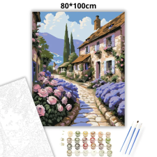 Creative Land Kft Rózsás falusi utca - számfestő készlet – 80×100 cm (Keret nélkül) kreatív és készségfejlesztő