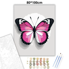 Creative Land Kft Rózsaszín pillangó - számfestő készlet – 80×100 cm (Keretre feszítve) kreatív és készségfejlesztő