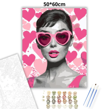 Creative Land Kft Rózsaszín szemüvegben - számfestő készlet – 50×60 cm (Keretre feszítve) kreatív és készségfejlesztő