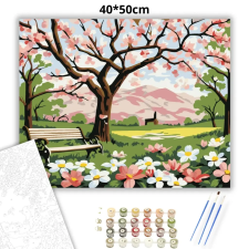 Creative Land Kft Tavaszi fa virágzása - számfestő készlet – 40×50 cm (Keretre feszítve) kreatív és készségfejlesztő