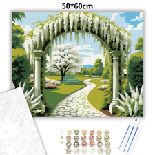 Creative Land Kft Tavaszi kerti boltív - számfestő készlet – 50×60 cm (Keretre feszítve) kreatív és készségfejlesztő