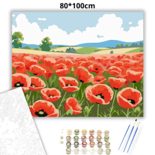 Creative Land Kft Tavaszi pipacstenger - számfestő készlet – 80×100 cm (Keretre feszítve) kreatív és készségfejlesztő