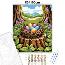 Creative Land Kft Tavaszi színes tojások - számfestő készlet – 80×100 cm (Keretre feszítve) kreatív és készségfejlesztő