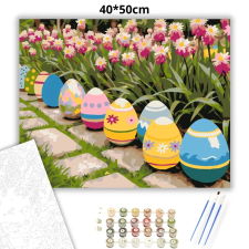 Creative Land Kft Tavaszi tojássor - számfestő készlet – 40×50 cm (Keretre feszítve) kreatív és készségfejlesztő