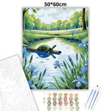 Creative Land Kft Teknős pihenő - számfestő készlet – 50×60 cm (Keretre feszítve) kreatív és készségfejlesztő