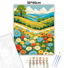 Creative Land Kft Üde virágmező - számfestő készlet – 50×60 cm (Keretre feszítve) kreatív és készségfejlesztő